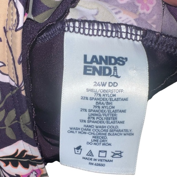 Lands End Purple Floral Swim Tankini Size 24W/ DD Adjustable Straps Build In Bra - Picture 4 of 6
